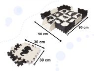 Kontrastné penové puzzle 30x30 cm, 25 ks čierna, krémová