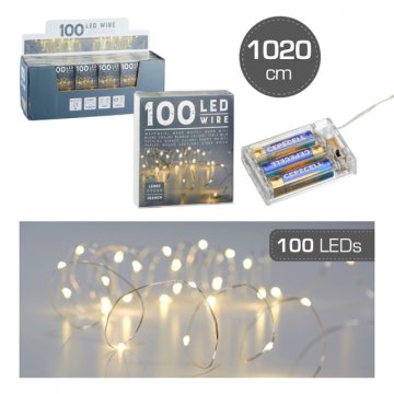 Světelný řetěz micro, 100 LED, 1020cm, 3xAA,…